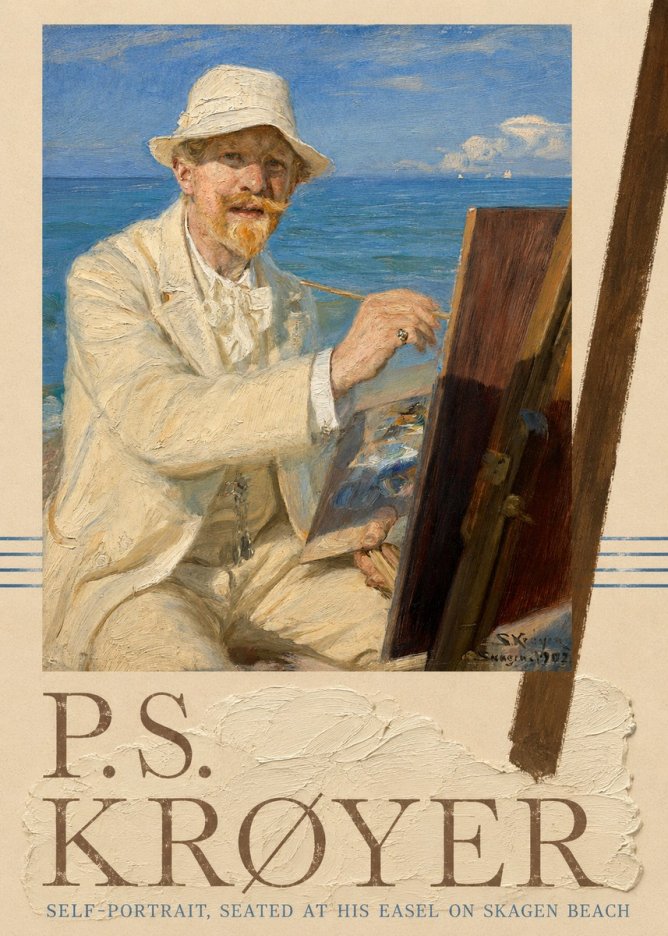 P.S. Krøyer Self-portrait, Seated at His Easel on Skagen Beach No6 - Plakát