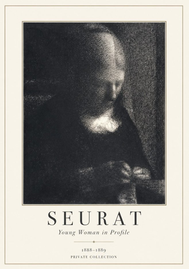 Seurat Young Woman in Profile No1 - Plakát