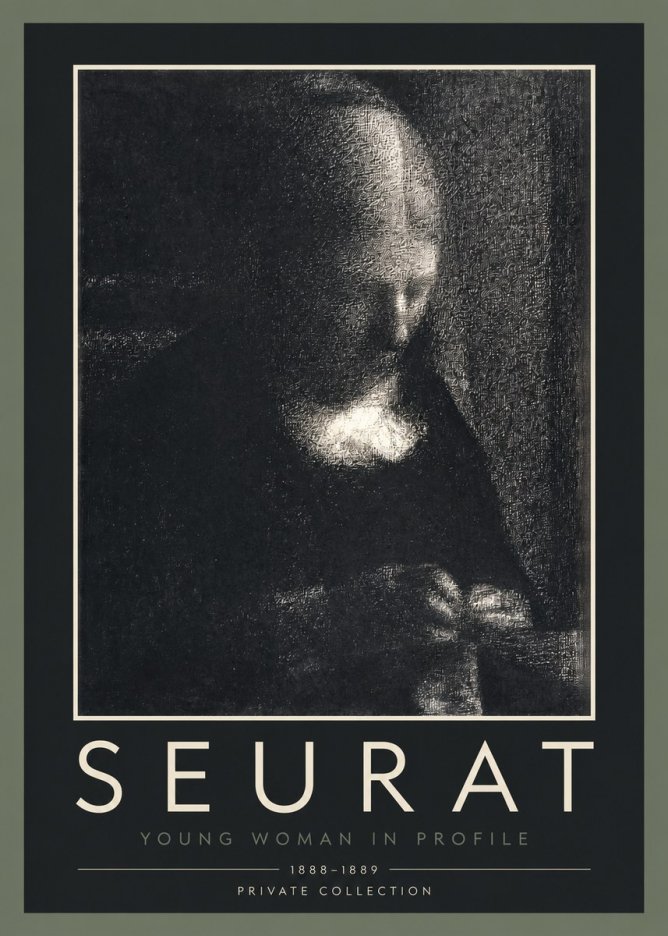 Seurat Young Woman in Profile No2 - Plakát
