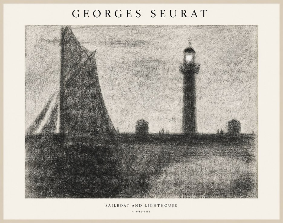 Seurat Sailboat and Lighthouse No1 - Plakát