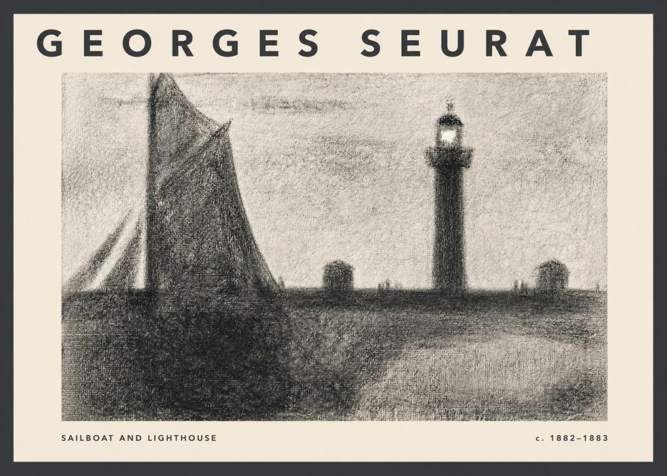 Seurat Sailboat and Lighthouse No2 - Plakát
