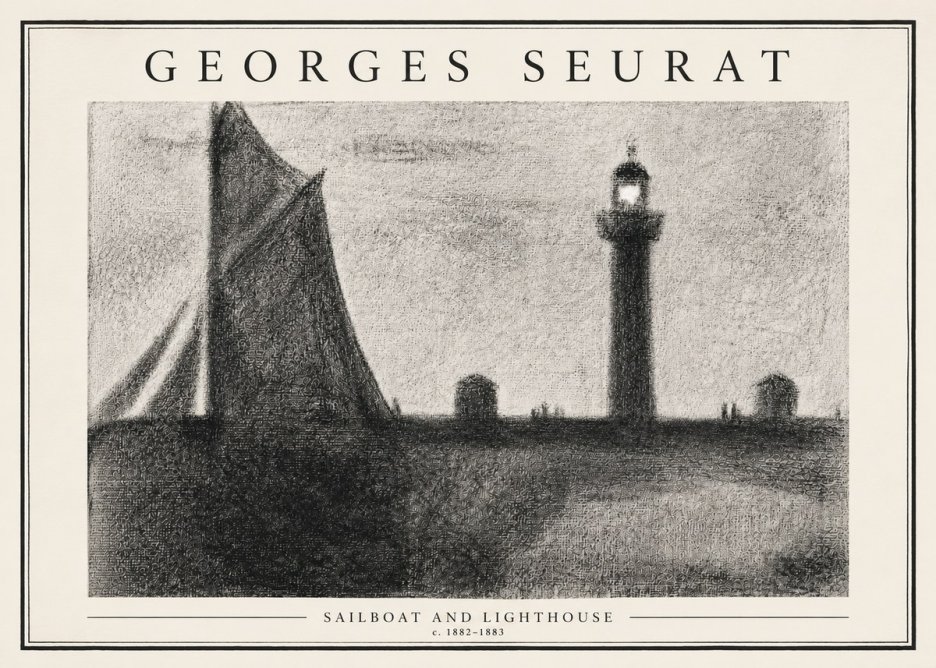 Seurat Sailboat and Lighthouse No3 - Plakát