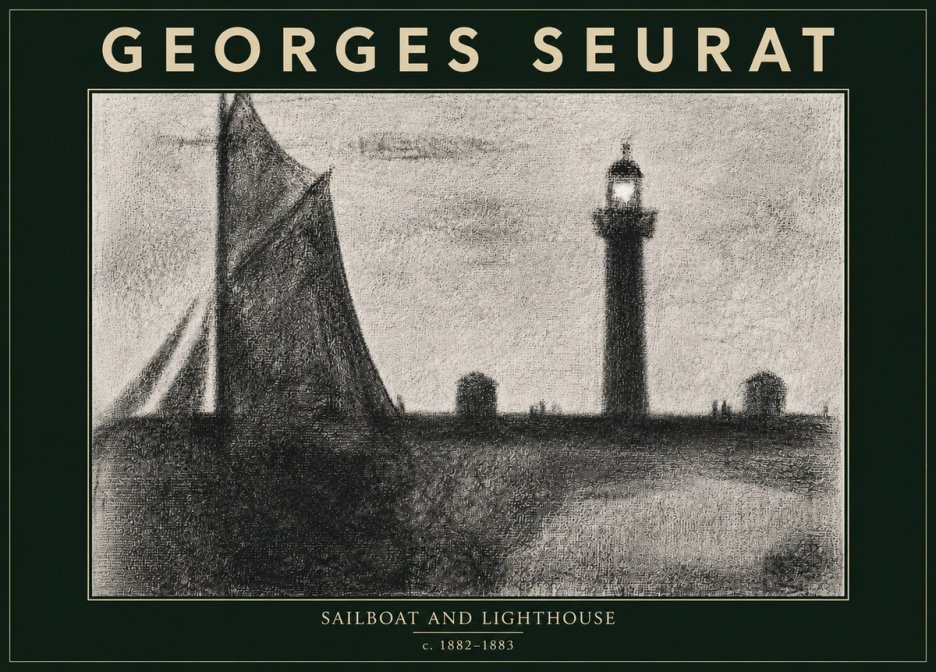 Seurat Sailboat and Lighthouse No5 - Plakát