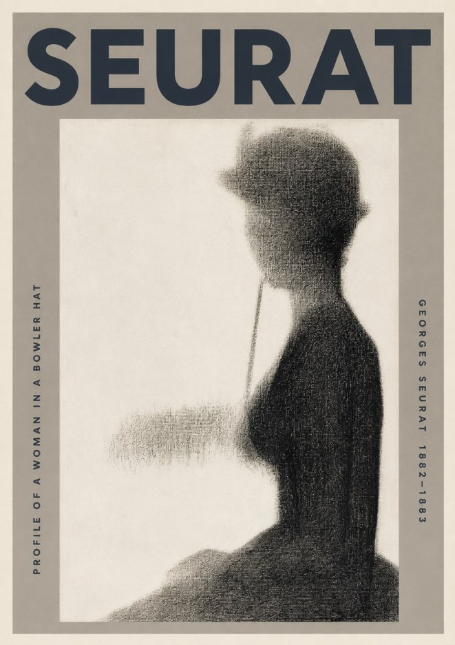 Seurat Profile of a Woman in a Bowler Hat No3 - Plakát