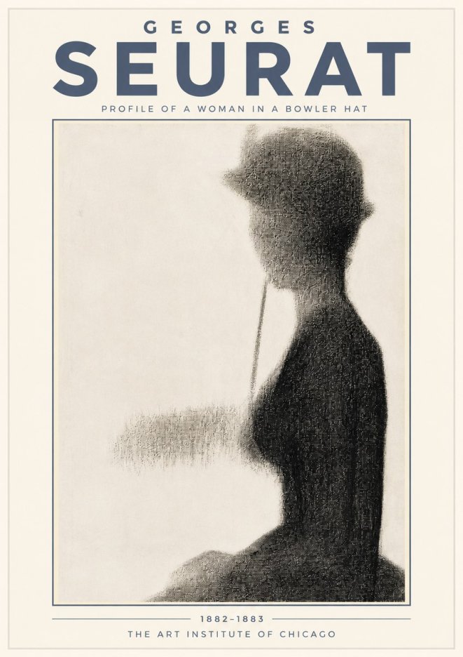 Seurat Profile of a Woman in a Bowler Hat No4 - Plakát