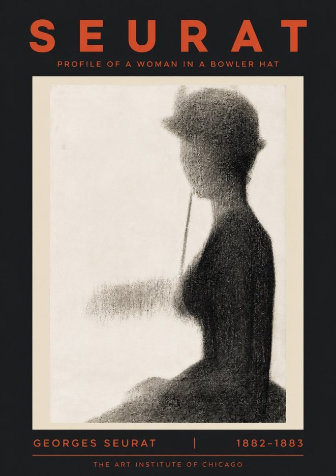 Seurat Profile of a Woman in a Bowler Hat No5 - Plakát