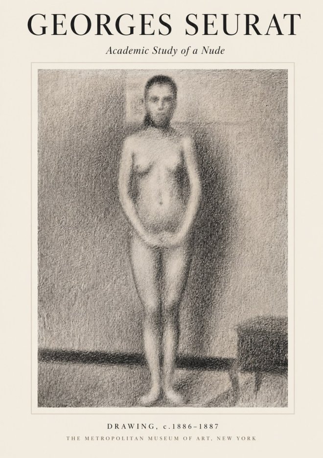 Seurat Academic Study of a Nude No1 - Plakát