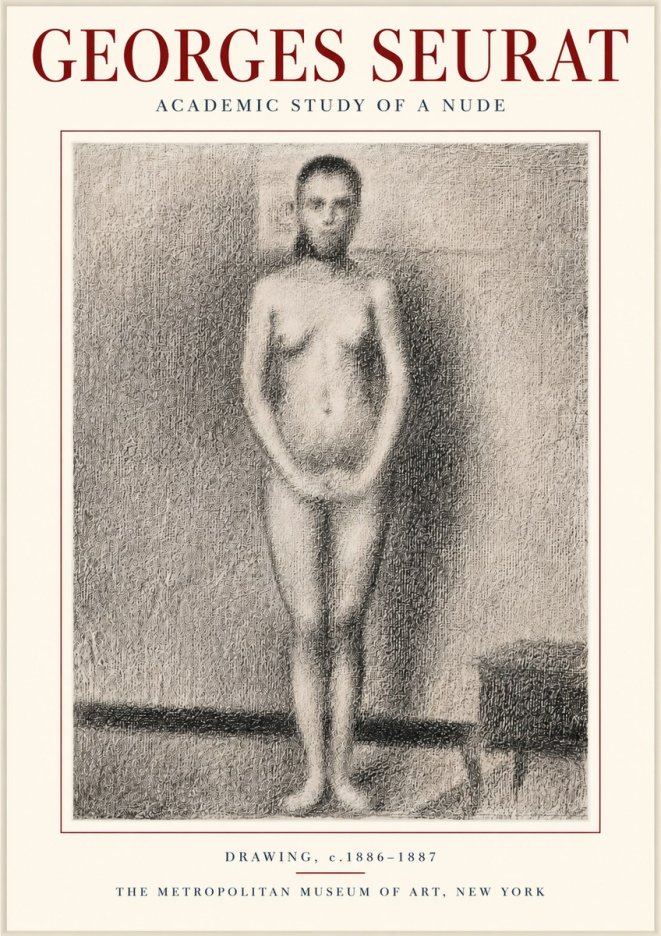 Seurat Academic Study of a Nude No3 - Plakát