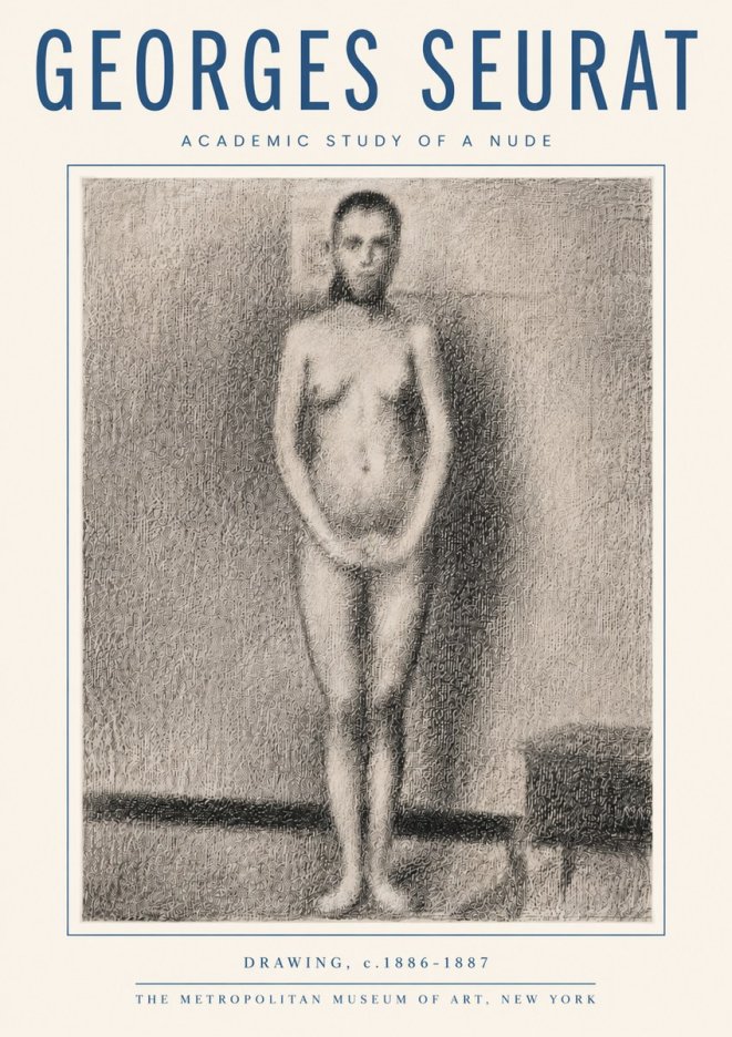 Seurat Academic Study of a Nude No5 - Plakát