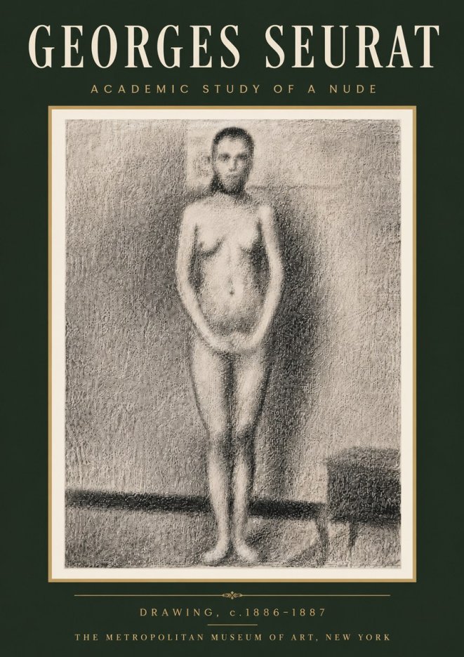 Seurat Academic Study of a Nude No6 - Plakát
