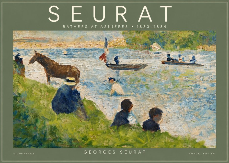 Seurat Bathers at Asnières II No4 - Plakát