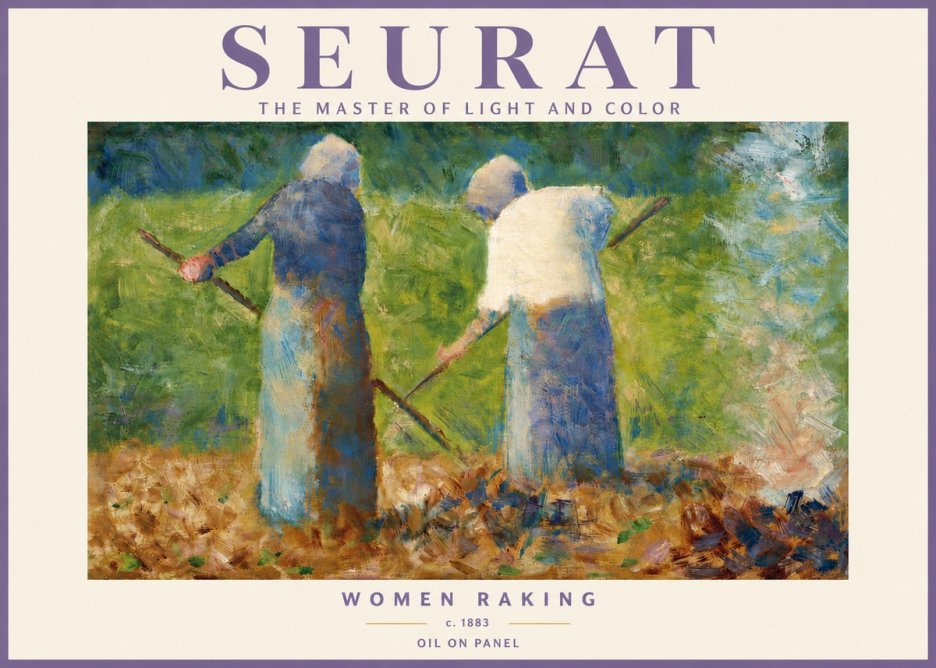 Seurat Women Raking No6 - Plakát