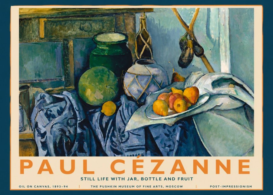 Paul Cézanne Still Life with Jar, Bottle and Fruit No3 - Plakát