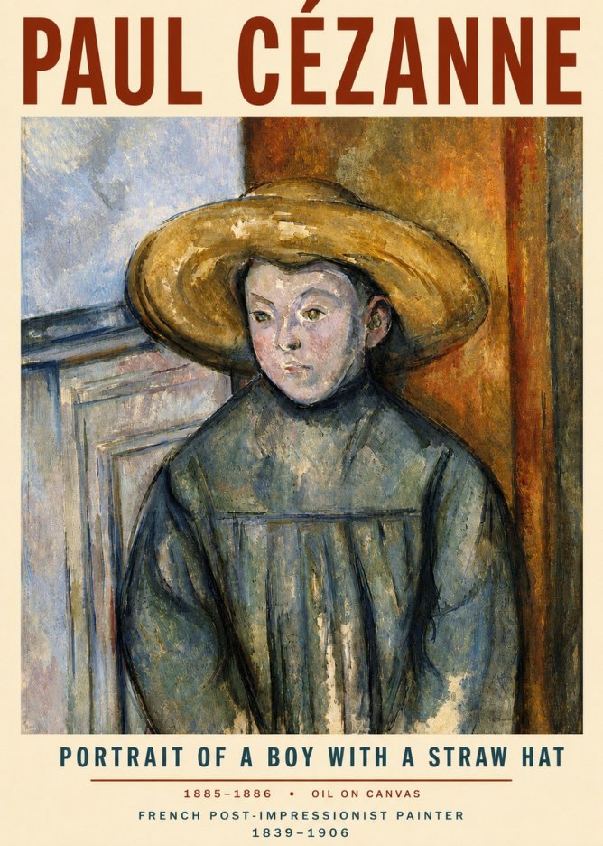 Paul Cézanne Portrait of a Boy with a Straw Hat No5 - Plakát