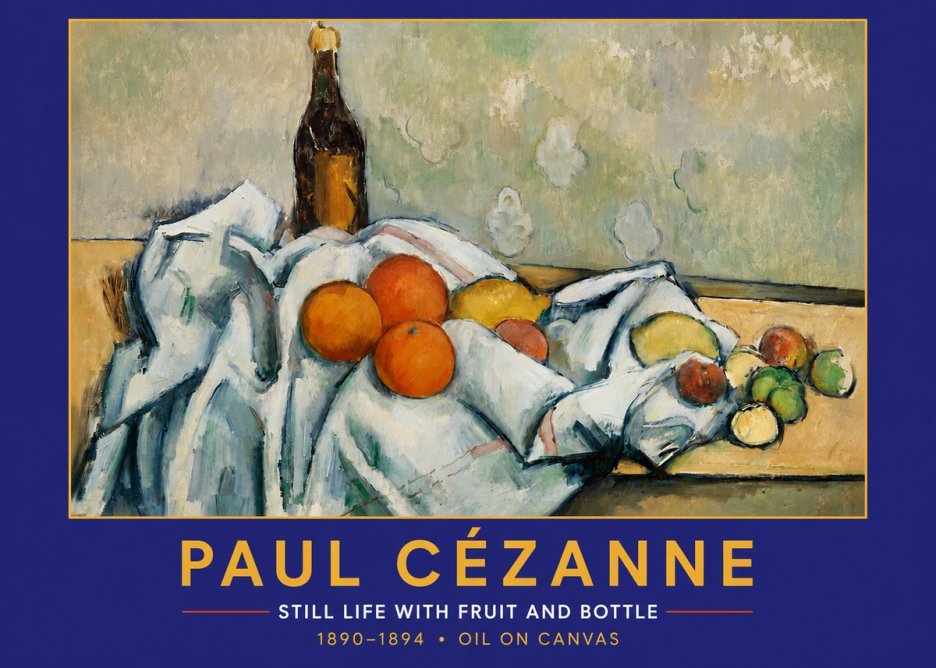 Paul Cézanne Still Life with Fruit and Bottle No2 - Plakát