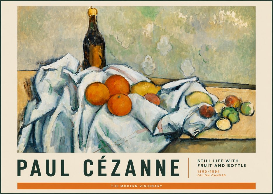 Paul Cézanne Still Life with Fruit and Bottle No3 - Plakát