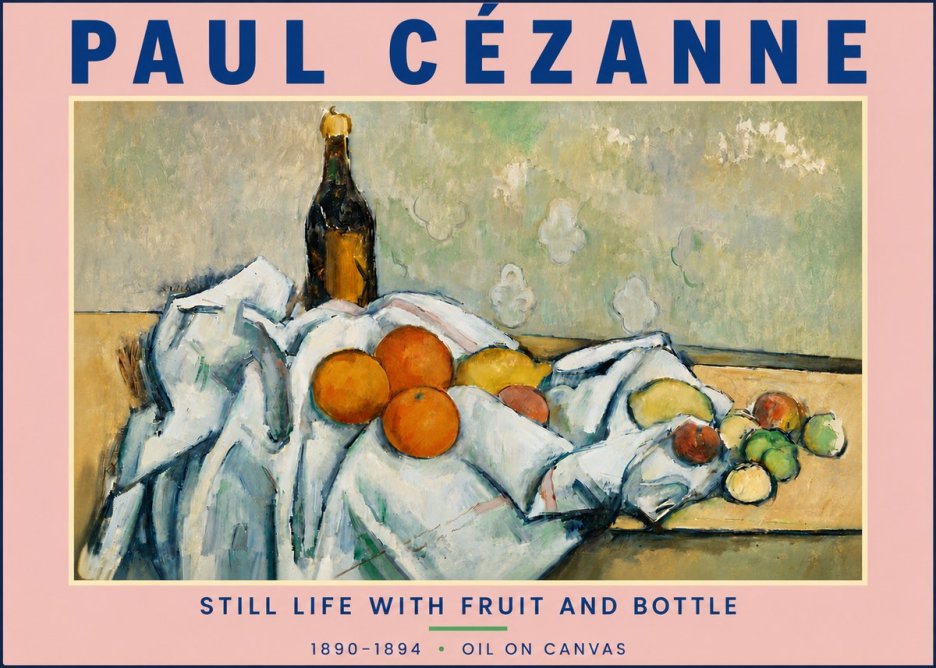 Paul Cézanne Still Life with Fruit and Bottle No4 - Plakát