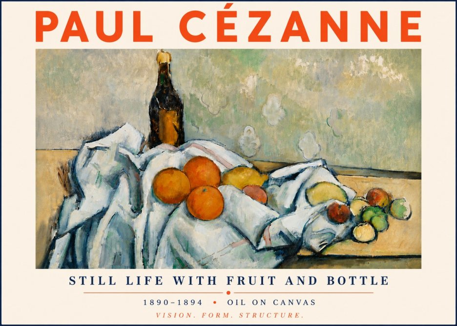 Paul Cézanne Still Life with Fruit and Bottle No6 - Plakát