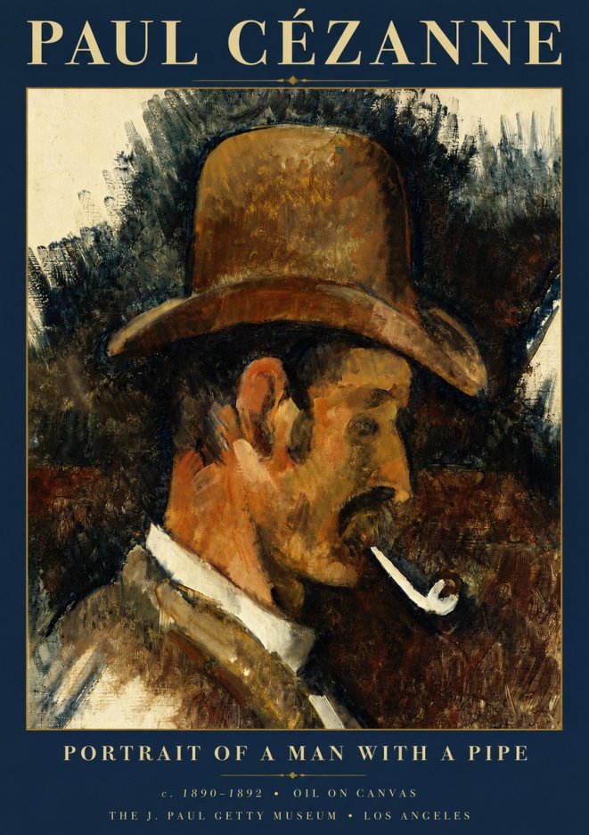 Paul Cézanne Portrait of a Man with a Pipe No5 - Plakát