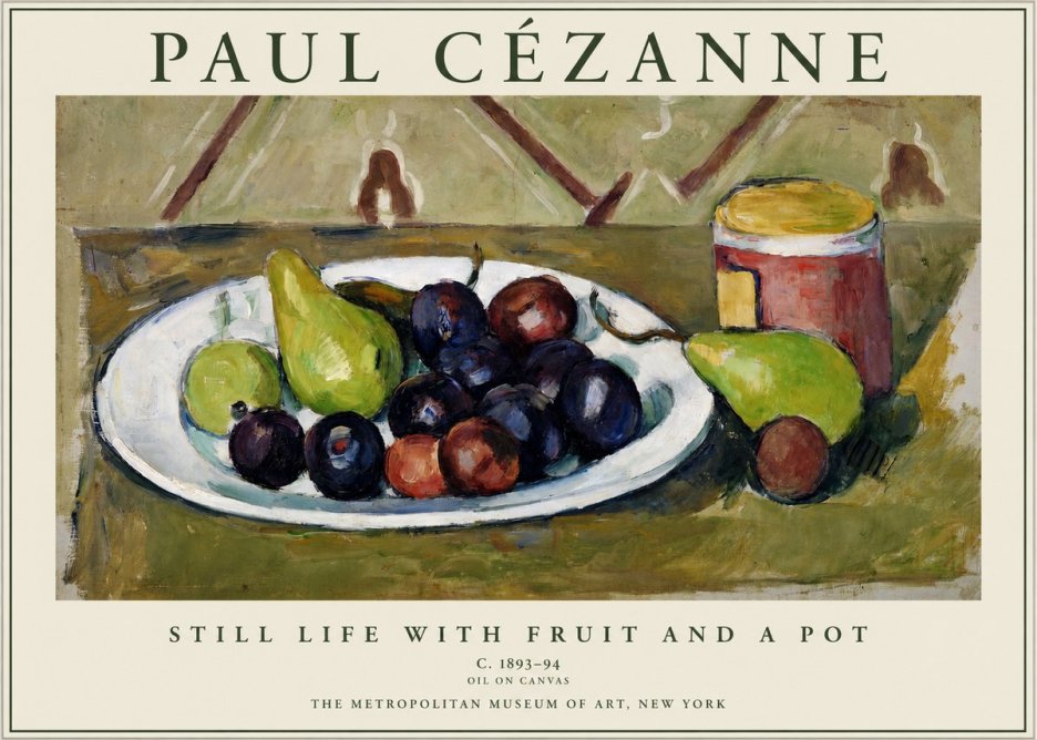 Paul Cézanne Still Life with Fruit and a Pot No1 - Plakát