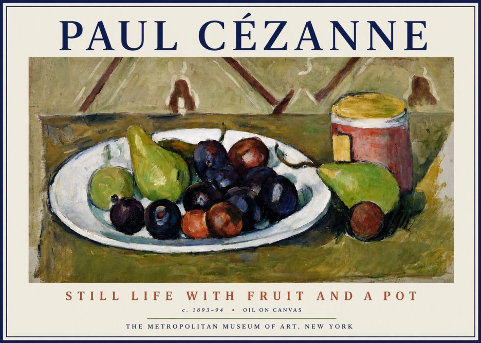 Paul Cézanne Still Life with Fruit and a Pot No5 - Plakát