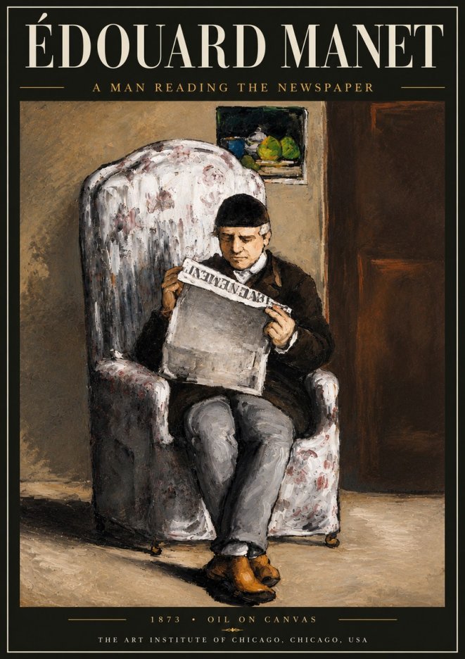 Édouard Manet A Man Reading the Newspaper No5 - Plakát
