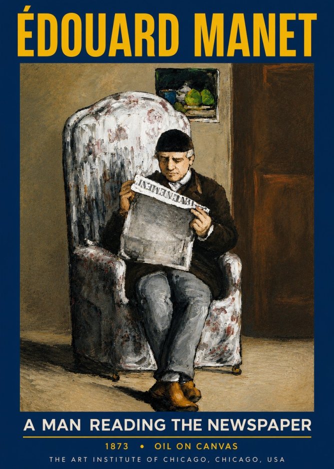 Édouard Manet A Man Reading the Newspaper No6 - Plakát