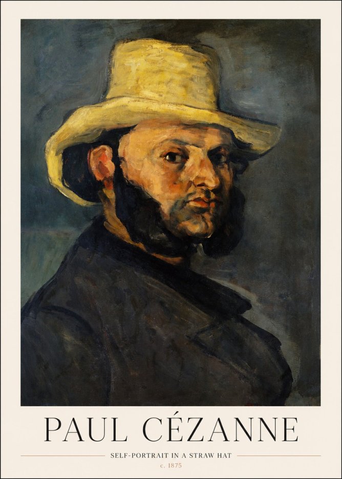 Paul Cézanne Self-portrait in a Straw Hat No1 - Plakát