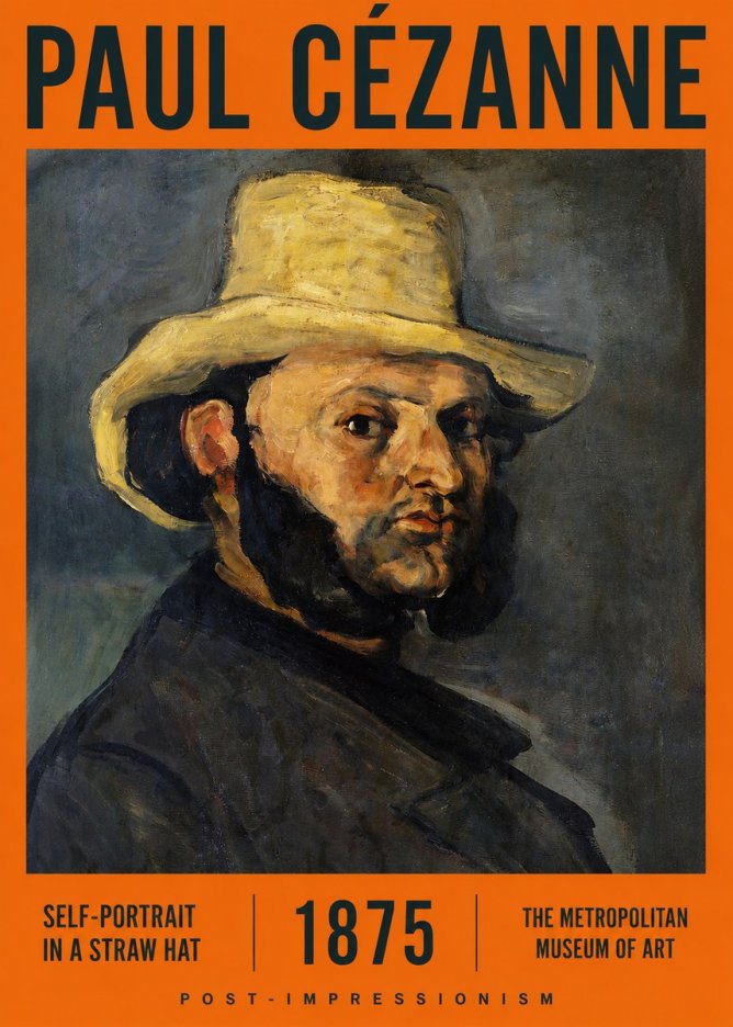 Paul Cézanne Self-portrait in a Straw Hat No2 - Plakát
