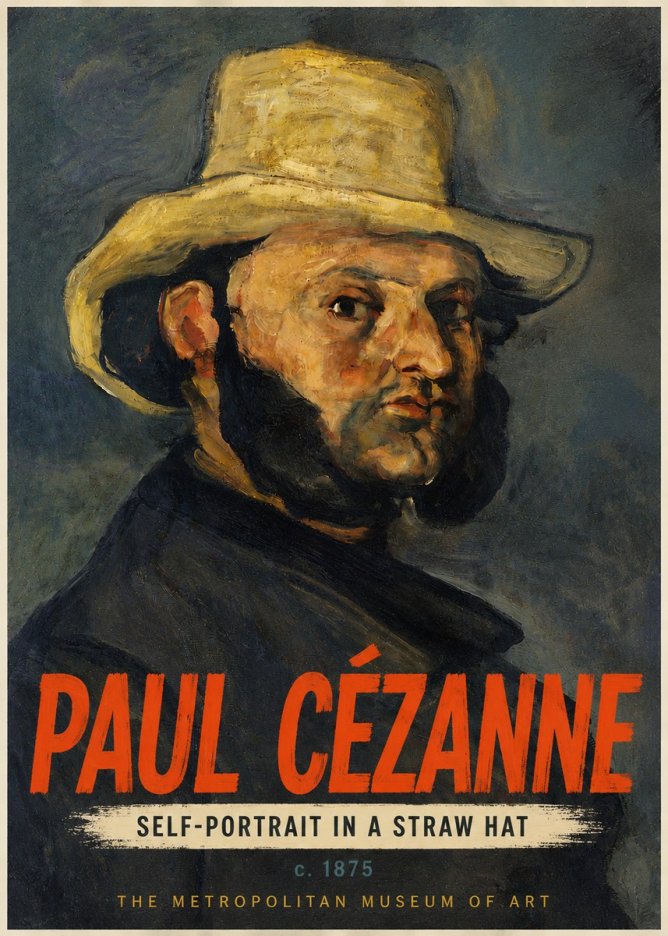 Paul Cézanne Self-portrait in a Straw Hat No4 - Plakát