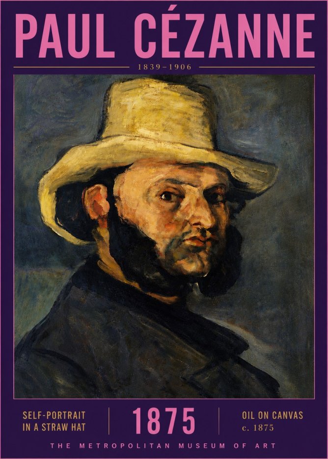 Paul Cézanne Self-portrait in a Straw Hat No5 - Plakát
