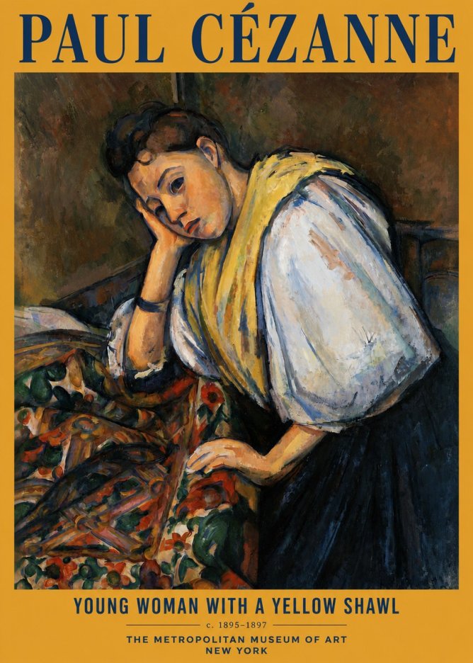 Paul Cézanne Young Woman with a Yellow Shawl No2 - Plakát