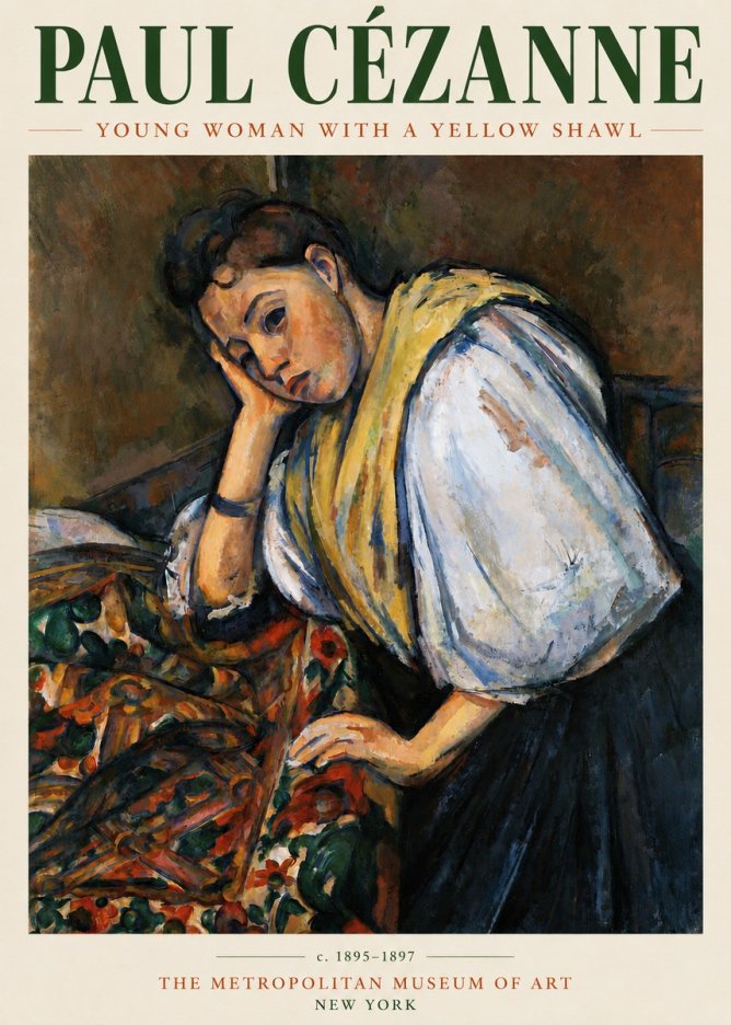 Paul Cézanne Young Woman with a Yellow Shawl No3 - Plakát