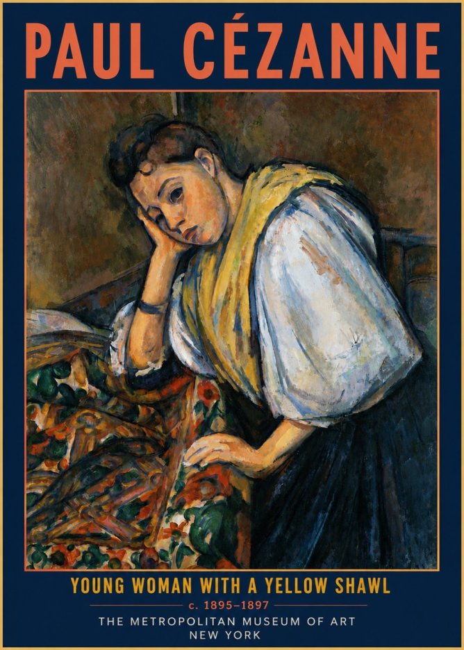 Paul Cézanne Young Woman with a Yellow Shawl No4 - Plakát