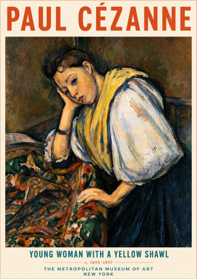 Paul Cézanne Young Woman with a Yellow Shawl No5 - Plakát