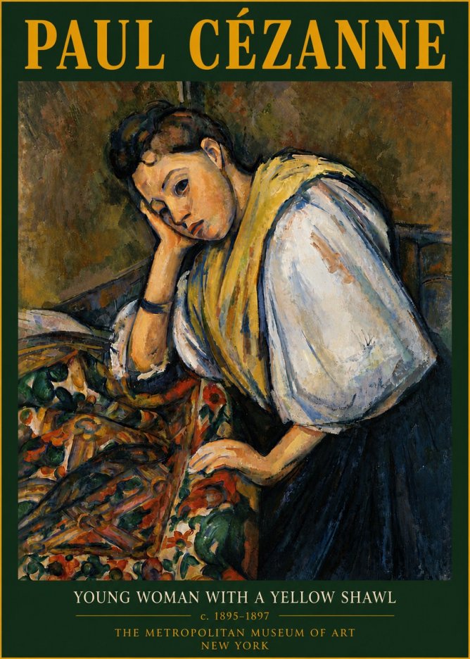 Paul Cézanne Young Woman with a Yellow Shawl No6 - Plakát