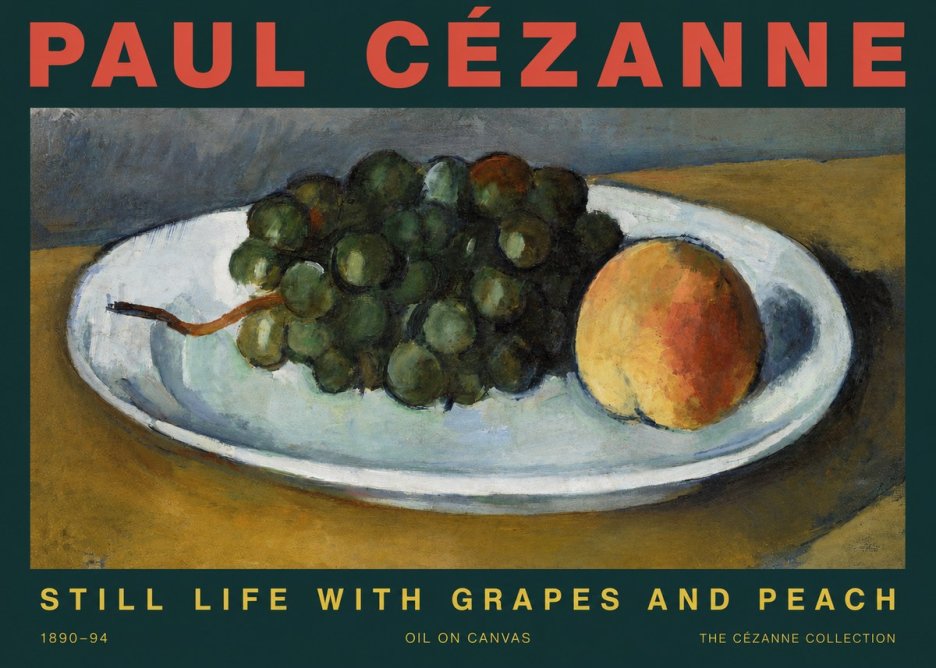 Paul Cézanne Still Life with Grapes and Peach No3 - Plakát
