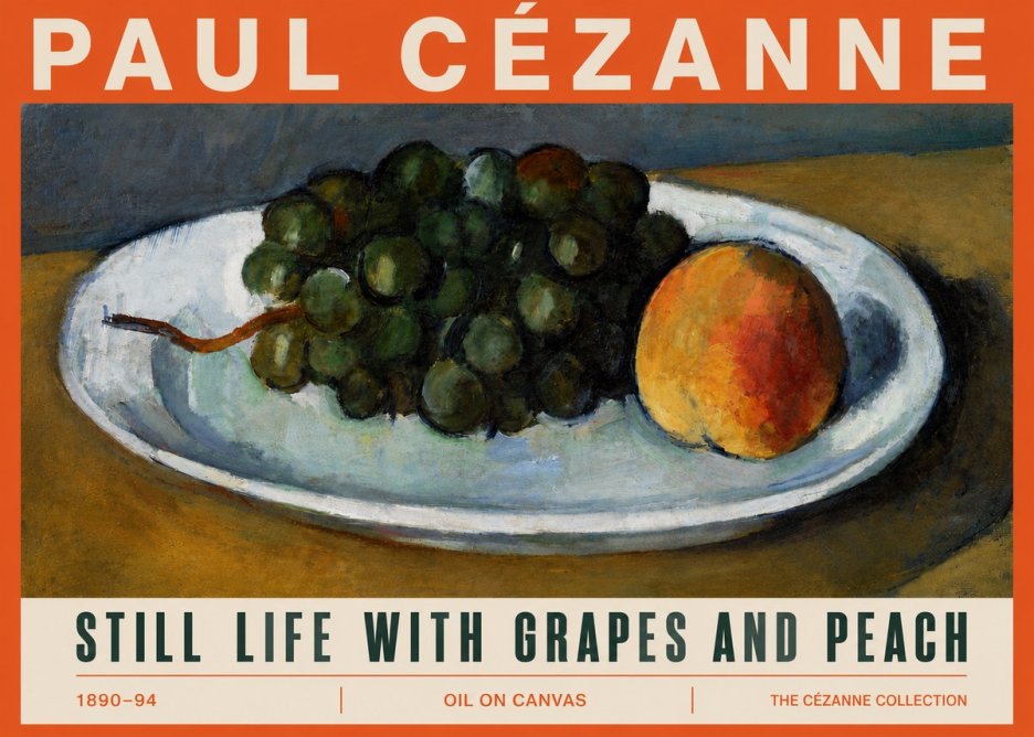 Paul Cézanne Still Life with Grapes and Peach No5 - Plakát