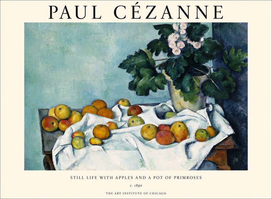 Paul Cézanne Still Life with Apples and a Pot of Primroses No1 - Plakát