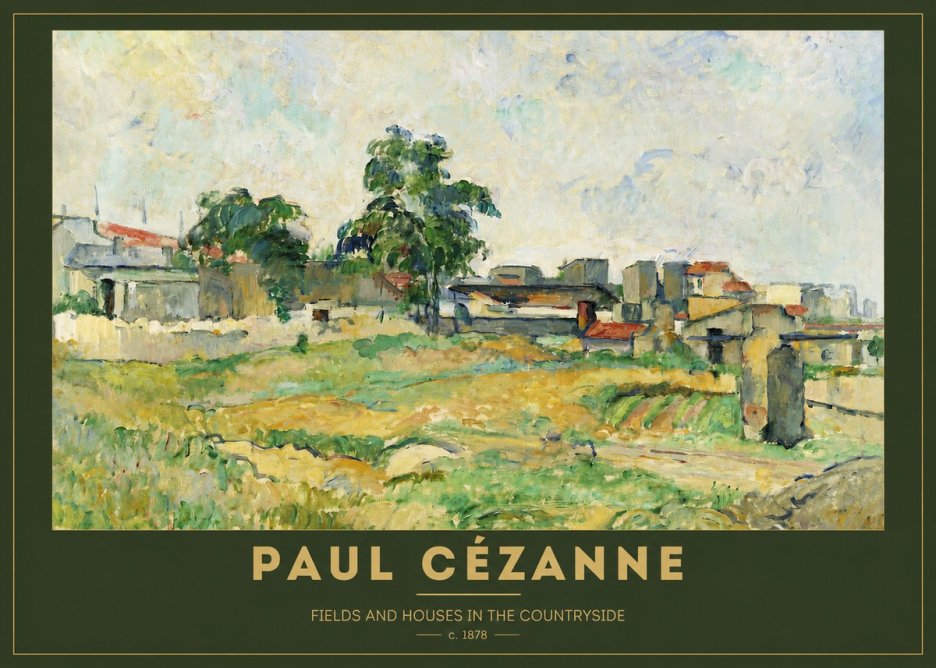 Paul Cézanne Fields and Houses in the Countryside No2 - Plakát