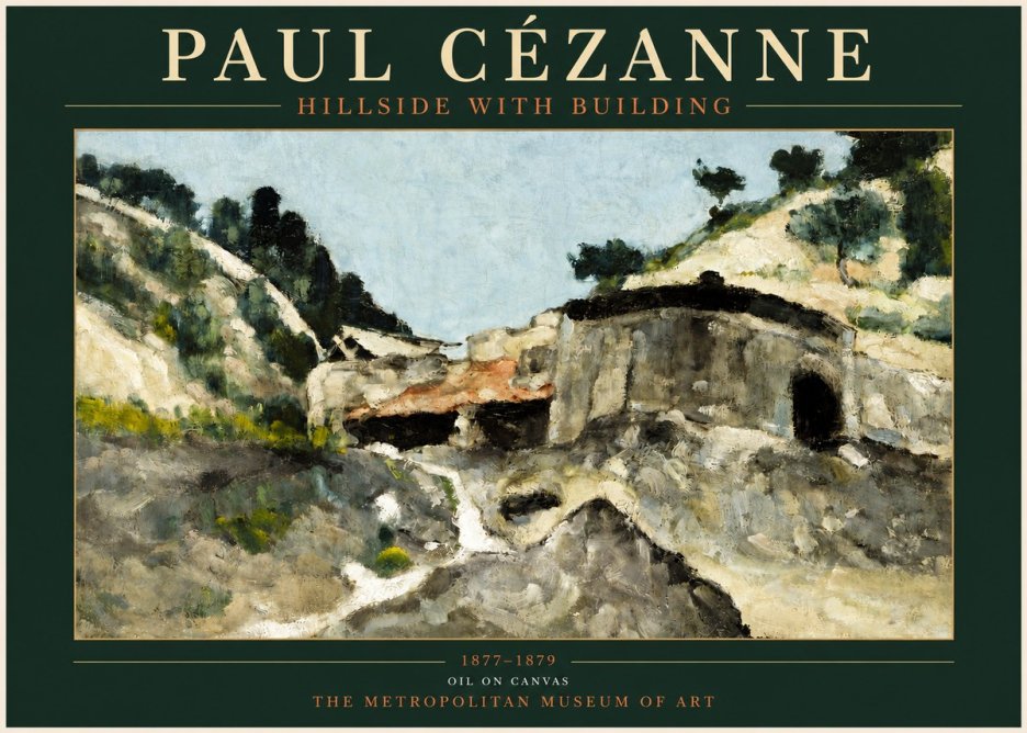 Paul Cézanne Hillside with Building No3 - Plakát