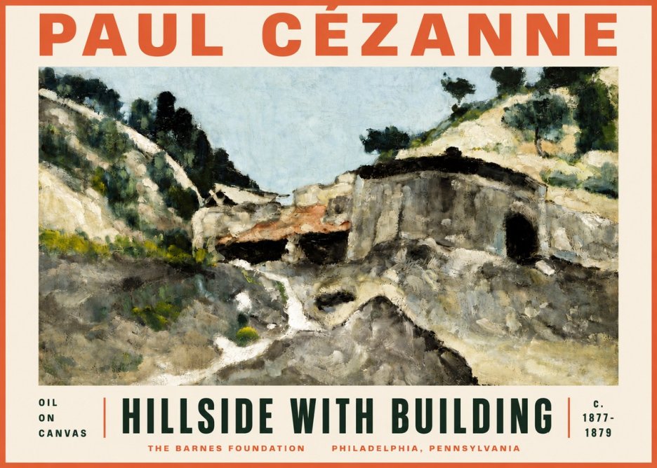 Paul Cézanne Hillside with Building No5 - Plakát