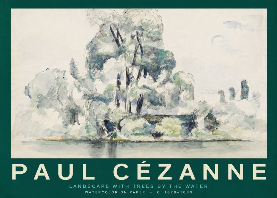 Paul Cézanne Landscape with Trees by the Water No2 - Plakát