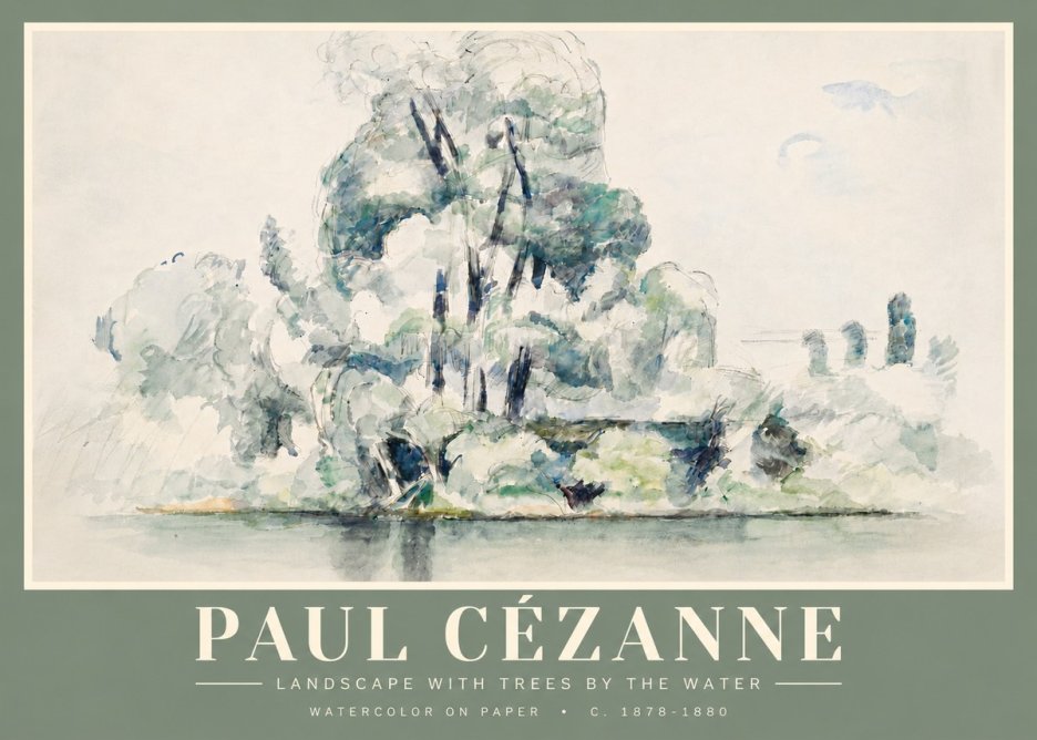 Paul Cézanne Landscape with Trees by the Water No4 - Plakát