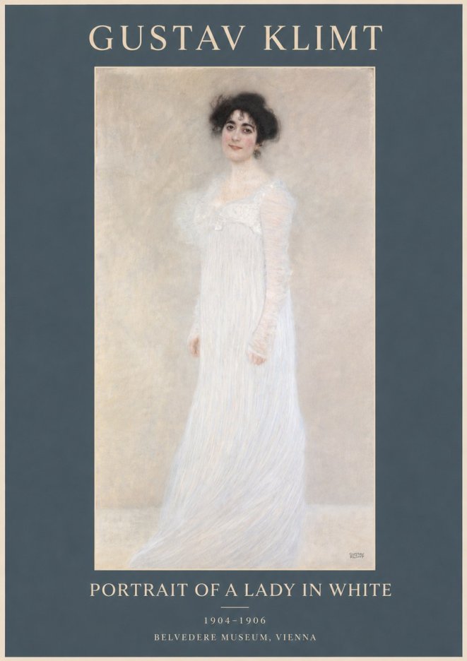 Klimt Portrait of a Lady in White No3 - Plakát