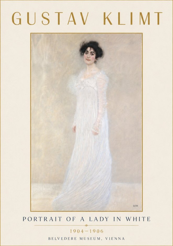 Klimt Portrait of a Lady in White No6 - Plakát