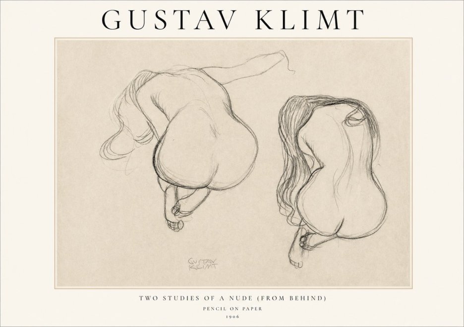 Klimt Two Studies of a Nude (from Behind) No1 - Plakát