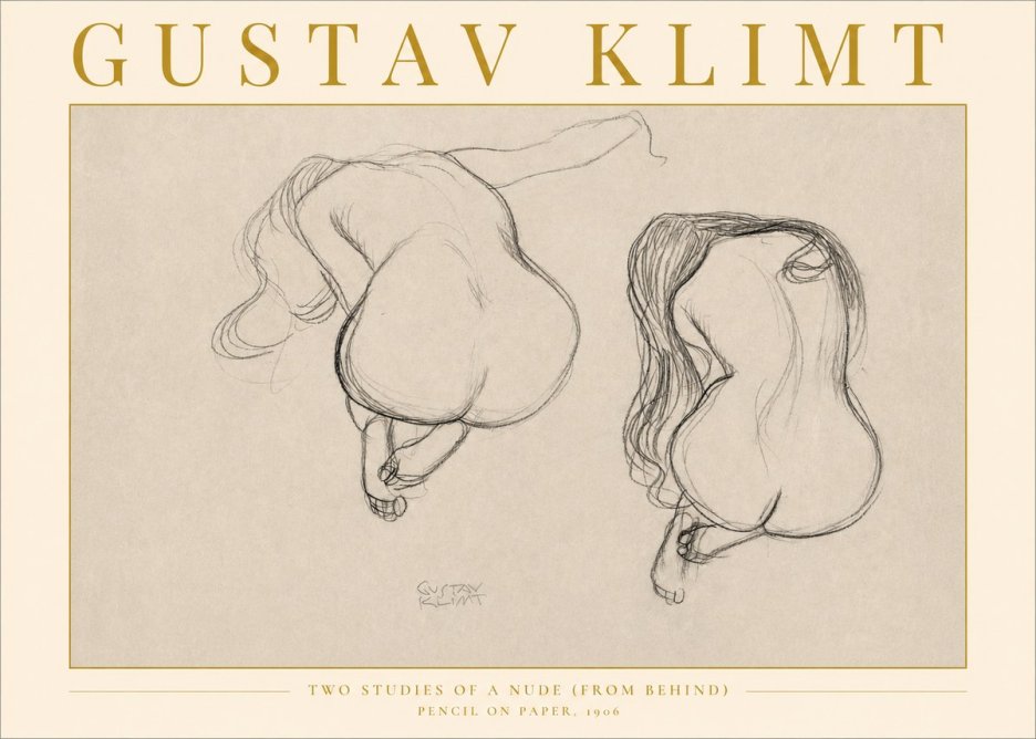 Klimt Two Studies of a Nude (from Behind) No2 - Plakát