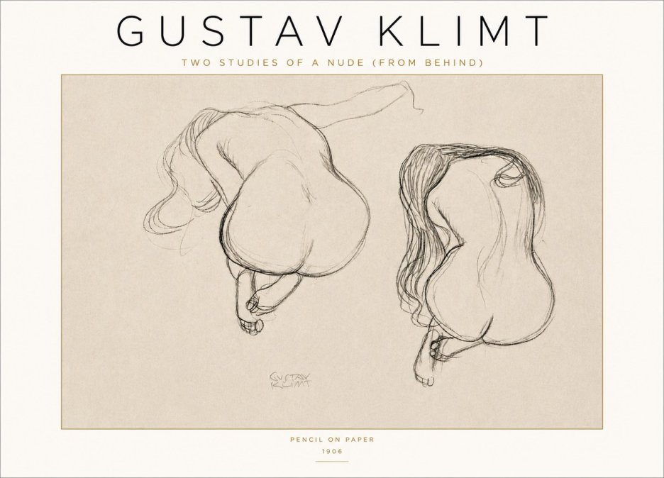 Klimt Two Studies of a Nude (from Behind) No4 - Plakát