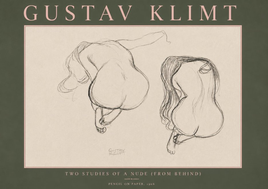 Klimt Two Studies of a Nude (from Behind) No5 - Plakát